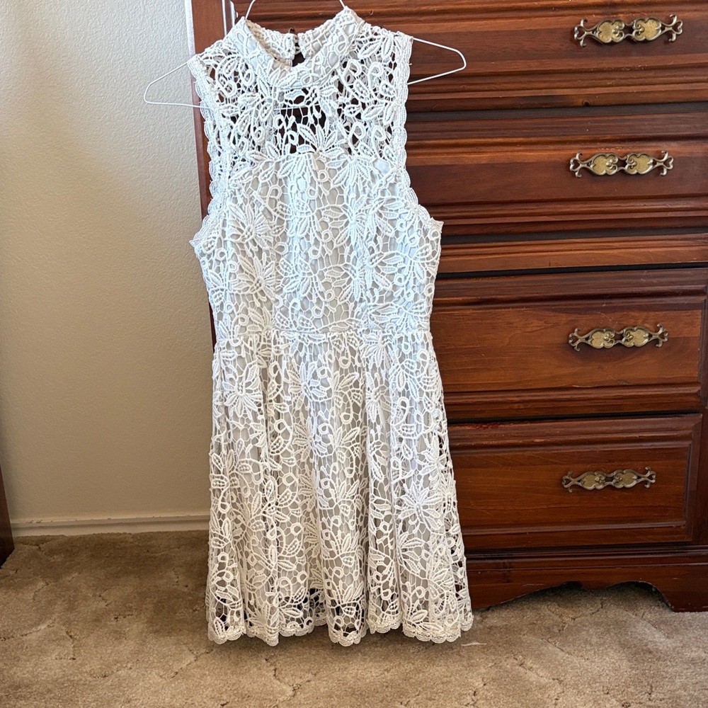 GB Girls White Lace Midi Dress